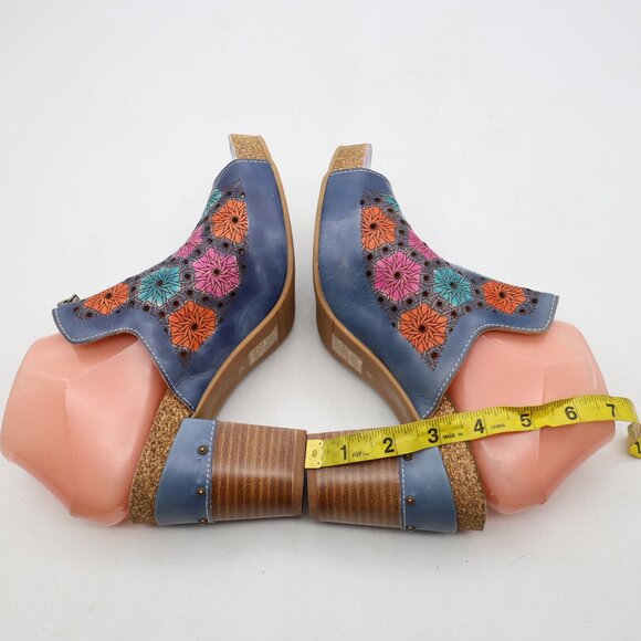 L'artiste Spring Step Zippia Blue Floral Women's EU 40 Open Toe Chunky Heel Clog - Picture 5 of 11